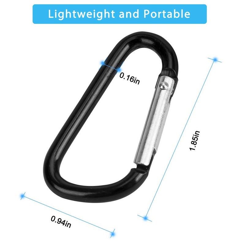 FJCTER 20PCS Mini 1.85"/4.7CM Aluminum Carabiners with 10PCS Nickel Metal Key Rings Lightweight D Shape Keychain Clips Small Multipurpose Carabiner Buckles for Indoor Outdoor Use - Image 2